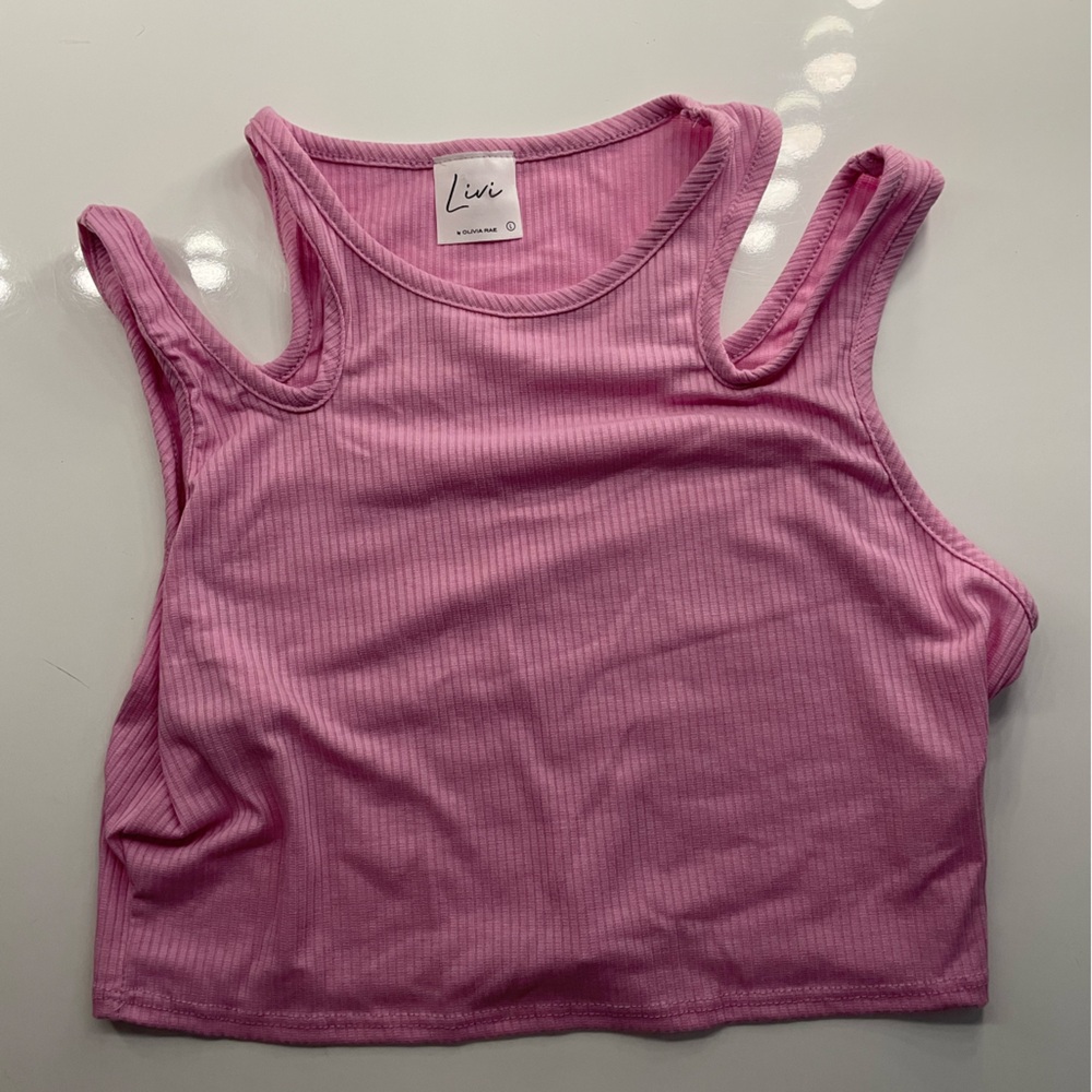 Livi by Olvia Rae Pink Ribbed Women's Tank Top